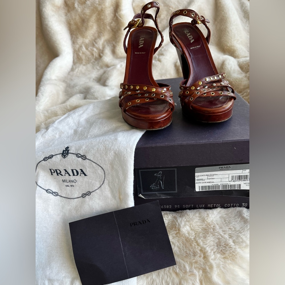 Prada Calzature Donna Brown Leather Heels - Picture 13 of 13